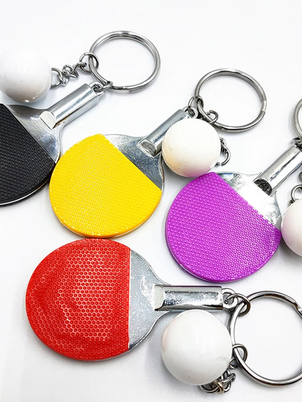 1PC Table Tennis Key Chain Pendant Simulation Mini Table Tennis Racket Key Ring Bag Pendant Decoration Souvenir Gift