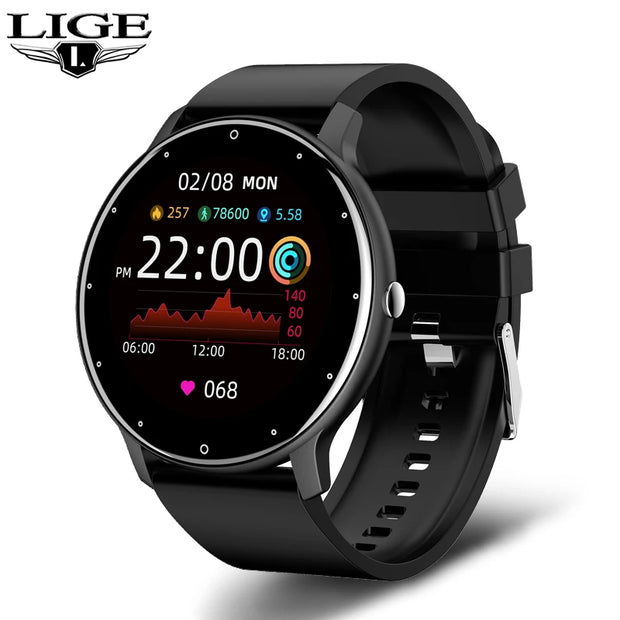 LIGE 2023 New Smart Watch Men Full Touch Screen Sport Fitness Watch IP67 Waterproof Bluetooth For Android ios smartwatch Men+box