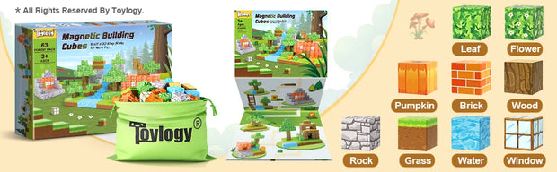 Magnetic Building Blocks Mine World Magnet Cube Set for Boy Girl Kid Age 3+ DIY Model Children Stem Minecrafts Sensory Toy