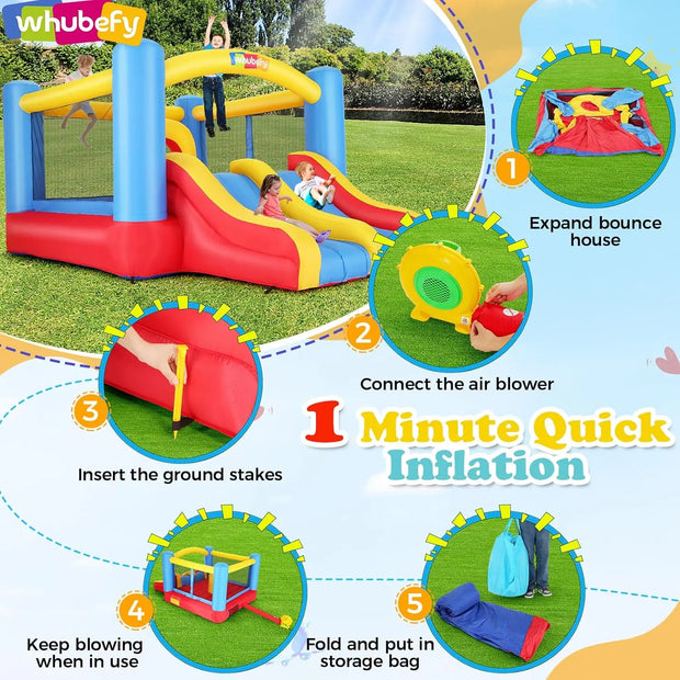 12.6FTx9FT Inflatable Bounce House with Double Slide Obstacle Bouncer, Indoor/Outdoor Bouncy House,