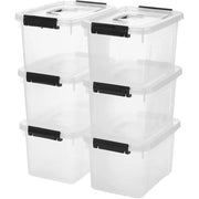 19 Quart Plastic Storage Bins with Lids, 6-Pack Stackable Clear Storage Organizing Box with Handle