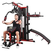 Multifunctional Home Gym System Workout Station with Leg Extension and Preacher Curl, 122.5LB Weight Stack, Multiple Options, Mu