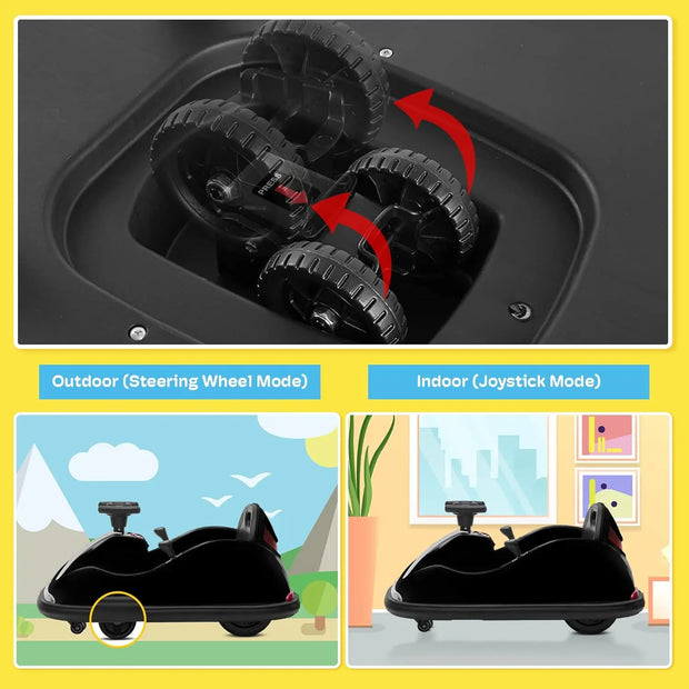 Driving Mode (Steering Wheel/Joystick) Ride On Bumper Car for Kids & Toddlers 1.5-6 Year Old DIY Sticker Baby Bumping Toy Gifts