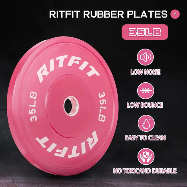 Pink Weight Plates, 2 Inch Ol ympic Barbell Weight Plate, Bumper Plates With Steel Insert, pink weights for Gym and Home