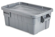 Rubbermaid Commercial Products BRUTE Tote Storage Bin with Lid, 14-Gallon, Gray, Rugged/Reusable Boxes