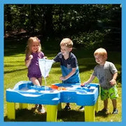 River and Roads Water Play Table, Outdoor Activity Table with Track Toys for Toddlers and Kids, 9 Accessories Inclu