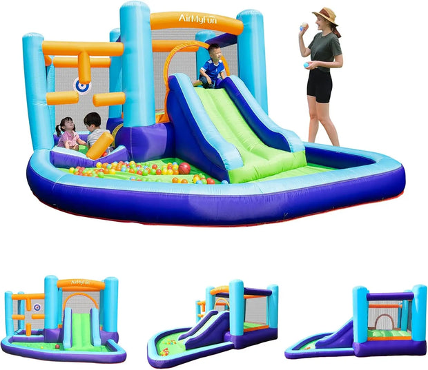 Inflatable Bounce House, Bouncer & Slide with Air Blower,Play House with Ball Pool,Inflatable Kids Slide,Jumping Castle