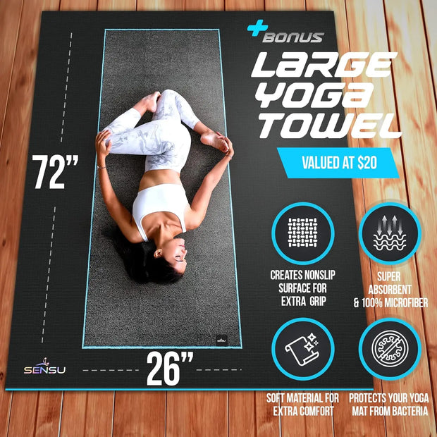 Large Yoga Mat - 7’ x 5’ x 9mm Extra Thick Exercise Mat - Use Without Shoes