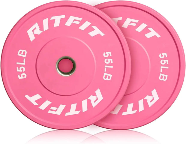 Pink Weight Plates, 2 Inch Ol ympic Barbell Weight Plate, Bumper Plates With Steel Insert, pink weights for Gym and Home