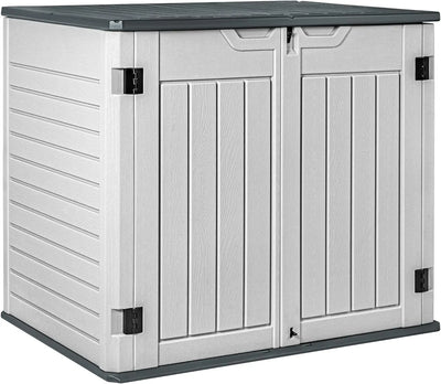 Devoko Resin Outdoor Storage Shed 34 Cu Ft Horizontal Outdoor Storage Cabinet Waterproof Patio Tools Storage Box For Sofa