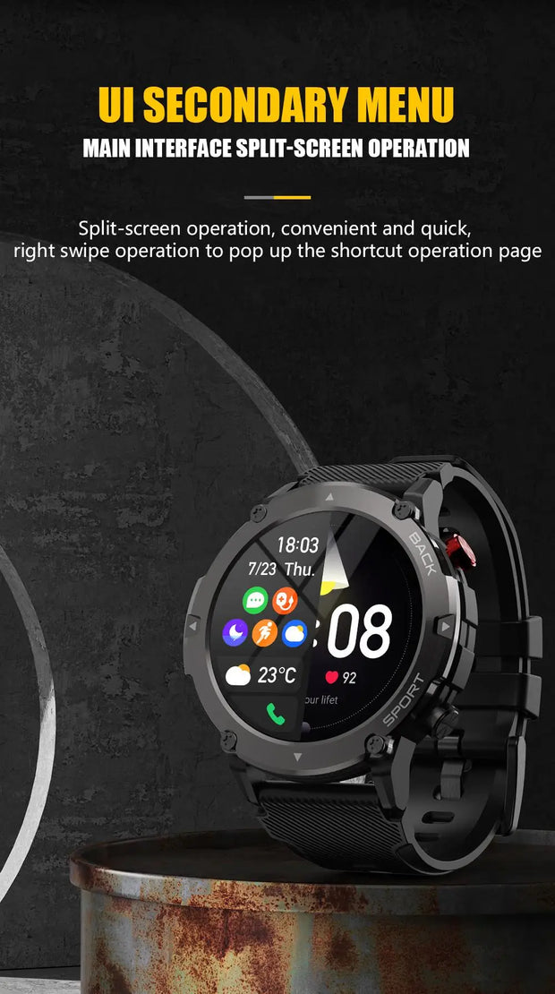 Military C21 Smart Watch Men Bluetooth Call Fitness Tracker 5ATM Waterproof Sport Wrist Smartwatch for iPhone Android Phone 2023