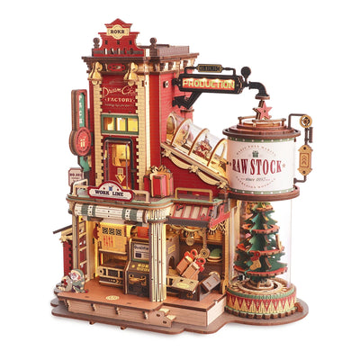 Robotime Rokr Dream Gift Factory 3D Wooden Puzzle Christmas Gifts Toy with Light and Music for Children Kids Building Block Kits