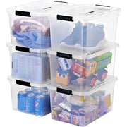 19 Quart Plastic Storage Bins with Lids, 6-Pack Stackable Clear Storage Organizing Box with Handle