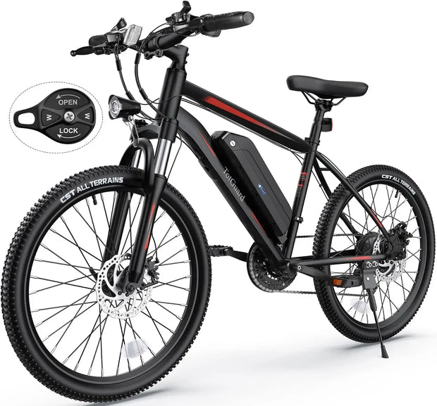 Electric Bike for Adults, 26" Ebike 500W Peak Motor, 19.8MPH Electric Mountain Bike with 374.4WH Removable Battery