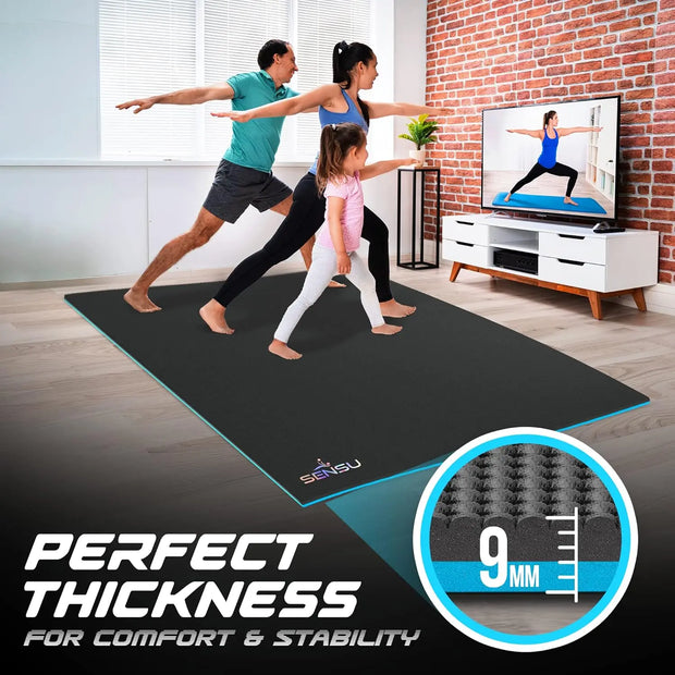 Large Yoga Mat - 7’ x 5’ x 9mm Extra Thick Exercise Mat - Use Without Shoes