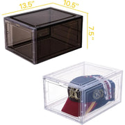 Hat Organizer for Baseball Caps,set of 6, Transparent Hat Storage Box,Holder With Clear Magnetic Door, Stackable Rack