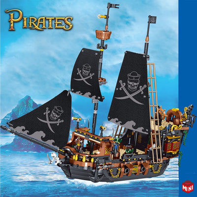 Pirate Ship Building Blocks Sailboat Model Bricks City Traffic Series Creative Desktop Decoraiton Toys For Children Adult Gifts