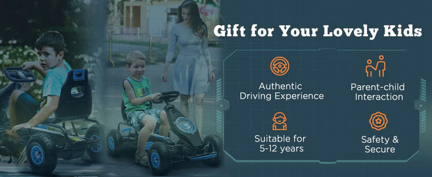 Kart Ride-on Toy with Ergonomic Comfort, Pedal Car with Tough, Wear-Resistant Tread,  Kids Car