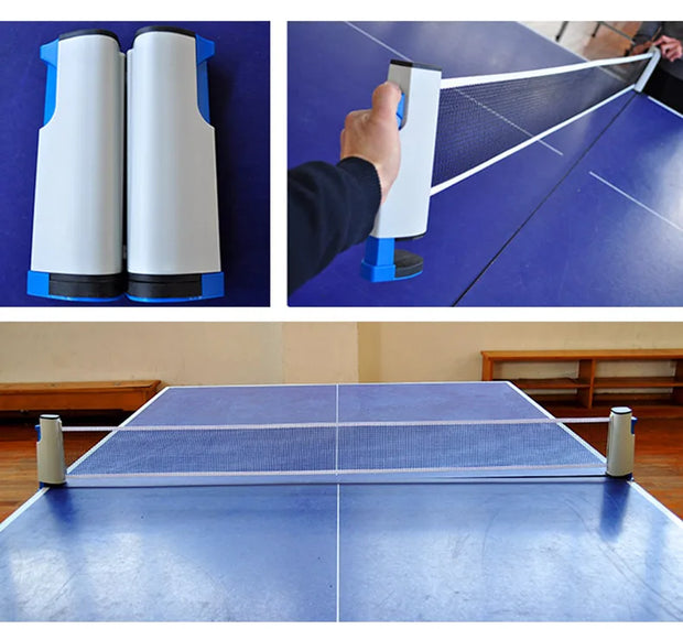 Stretchable Table Tennis Mesh Frame Color Box Set, Home Standard Portable Net Pillar Table Tennis Racquet Combination Set