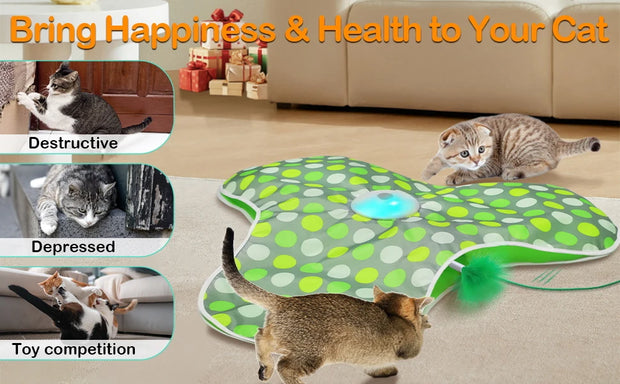 Interactive Cat Toys Rechargeable,Moving Concealed Feathers,Real Mouse Squeaky,Touch Activated Cat Kitten Toy Cat Exercise Toys