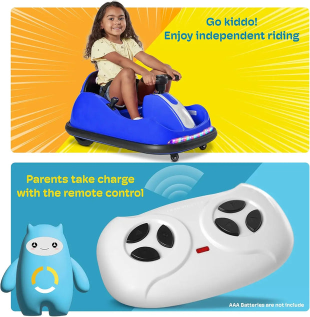 Driving Mode (Steering Wheel/Joystick) Ride On Bumper Car for Kids & Toddlers 1.5-6 Year Old DIY Sticker Baby Bumping Toy Gifts