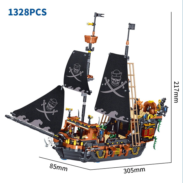 Pirate Ship Building Blocks Sailboat Model Bricks City Traffic Series Creative Desktop Decoraiton Toys For Children Adult Gifts