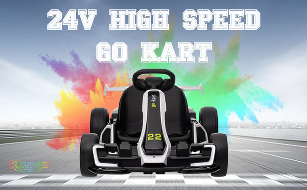 Go Kart Electric Drift Kart Car with Adjustable Seat,24V Outdoor Ride on Toy with 4 Speed Mode,Crazy Cart for Kids