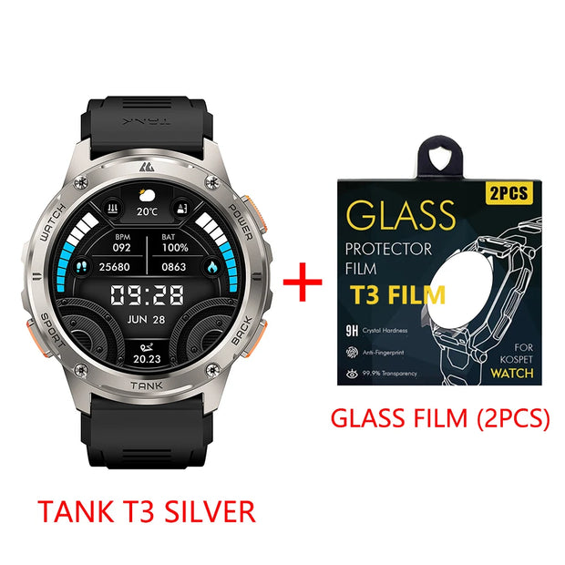 2024 NEW KOSPET TANK T3 Smartwatch For Men Smart watches Women Rugged Military Digital Electronic Bluetooth Waterproof Watch