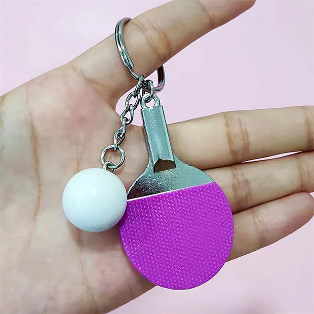 New Cute Table Tennis Racket Pendants Souvenir Table Tennis Ball Key Chain Ball Sports Fans Key Ring Gift Ornament Accessories