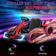 24V 7.5 MPH Electric Go Kart with Adjustable Seat, Drifting Car Battery Powered Ride on Toy Outdoor with Slow Start, Butto