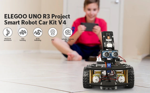 ELEGOO UNO R3 Project Smart Robot Car Kit V4, Intelligent and Educational Toy Car Robotic Kit for Arduino Learner DIY Kit