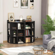 Corner Cabinet Storage with USB Ports and Outlets, Cube Toy Storage for Small Space, Wooden Cubby Bookshelf with 9 Cubes