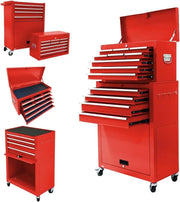 13-Drawer Tool Chest with Wheels 2 in 1 Detachable Rolling Tool Chests with Drawers Large Tool Box with Lock Mobile Steel