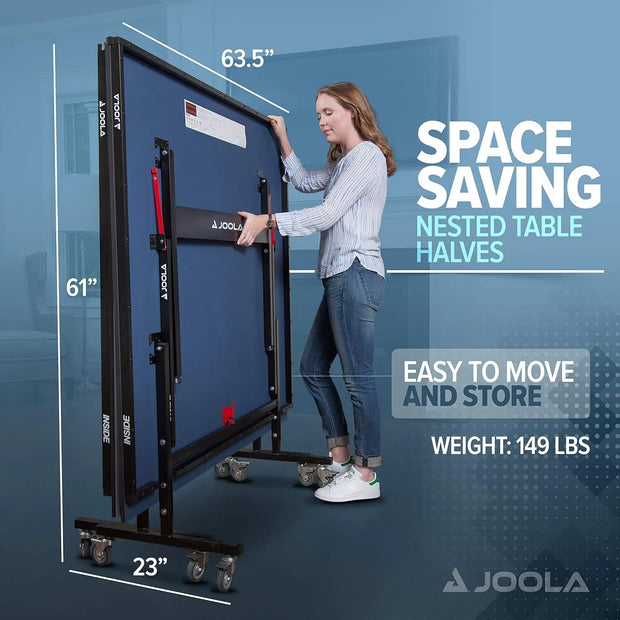 Inside - Professional MDF Indoor Table Tennis Table with Quick Clamp Ping Pong Net and Post Set - 10 Minute Easy Assembly