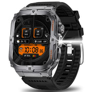 men's smartwatch, Bluetooth call tracker, military sports waterproof watch, digital fitness tracker smartwatch, LED flashlight