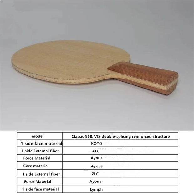 7-layer Light Weight alc/zlc Table Tennis Racket Dragon 5 W968 Vis Double-spell Enhanced Version Table Tennis Bottom Plate