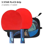 6 Star Table Tennis Racket 2PCS Professional Ping Pong Racket Set Pimples-in Rubber Hight Quality Blade Bat Paddle with Bag