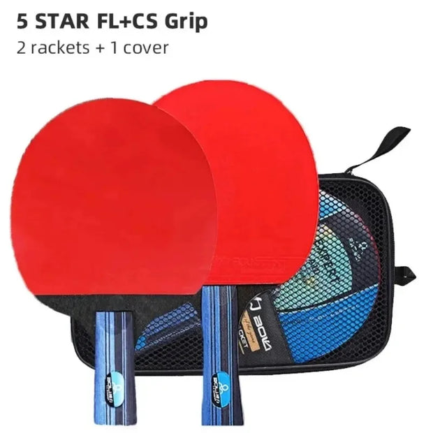 6 Star Table Tennis Racket 2PCS Professional Ping Pong Racket Set Pimples-in Rubber Hight Quality Blade Bat Paddle with Bag