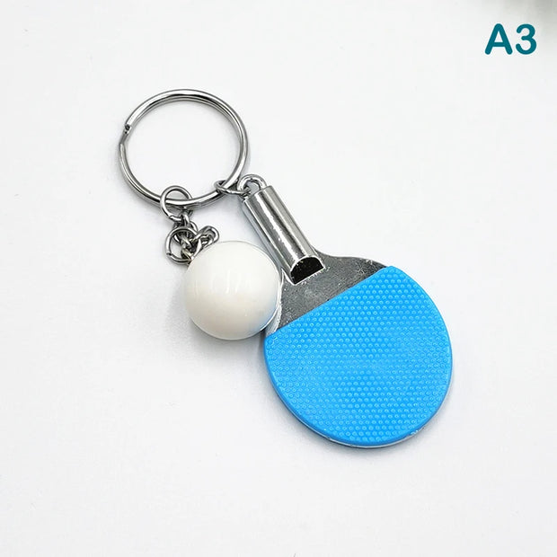 1PC Table Tennis Key Chain Pendant Simulation Mini Table Tennis Racket Key Ring Bag Pendant Decoration Souvenir Gift