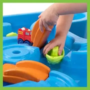 River and Roads Water Play Table, Outdoor Activity Table with Track Toys for Toddlers and Kids, 9 Accessories Inclu