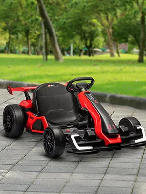 24V 7.5 MPH Electric Go Kart with Adjustable Seat, Drifting Car Battery Powered Ride on Toy Outdoor with Slow Start, Butto