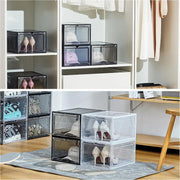 Hat Organizer for Baseball Caps,set of 6, Transparent Hat Storage Box,Holder With Clear Magnetic Door, Stackable Rack