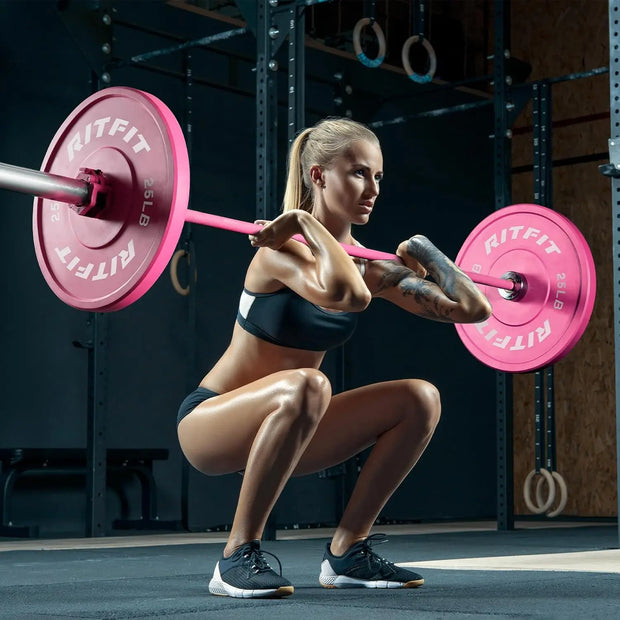 Pink Weight Plates, 2 Inch Ol ympic Barbell Weight Plate, Bumper Plates With Steel Insert, pink weights for Gym and Home