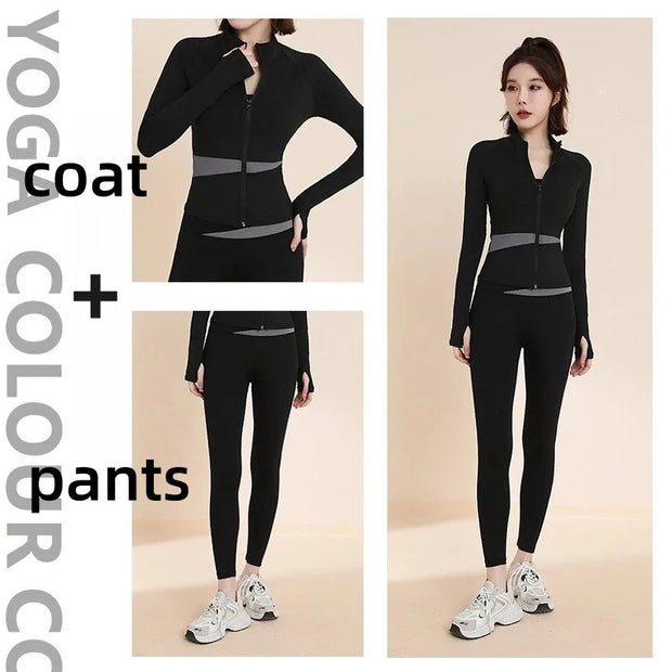 UFO002 Women's 2-3 Piece Quick Dry Long Sleeve Sports Set Professional Running Yoga Pilates Fitness Training Autumn Wear