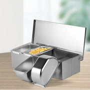 4 Compartment Stainless Steel Seasoning Box Trays, Keep Kitchen Organized, Versatile for All Seasonings,Seasoning Box Trays