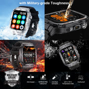 men's smartwatch, Bluetooth call tracker, military sports waterproof watch, digital fitness tracker smartwatch, LED flashlight