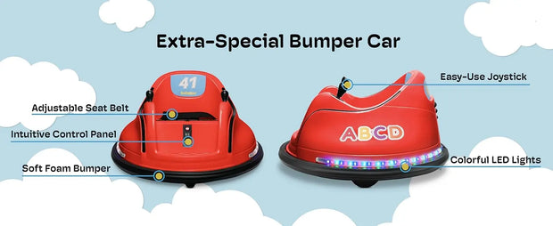 2-Speeds Electric Ride On Bumper Car for Kids & Toddlers 1.5-6 Years Old, DIY Sticker Baby Bumping Toy Gifts W/Remot