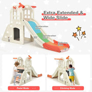 Kids Playhouse and Slide Outdoor Cottage Pretend Playhouse with  Doors and Windows, Picnic Table, Toy Set & Tray, Waterproof