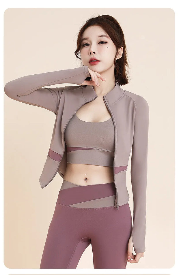 UFO002 Women's 2-3 Piece Quick Dry Long Sleeve Sports Set Professional Running Yoga Pilates Fitness Training Autumn Wear