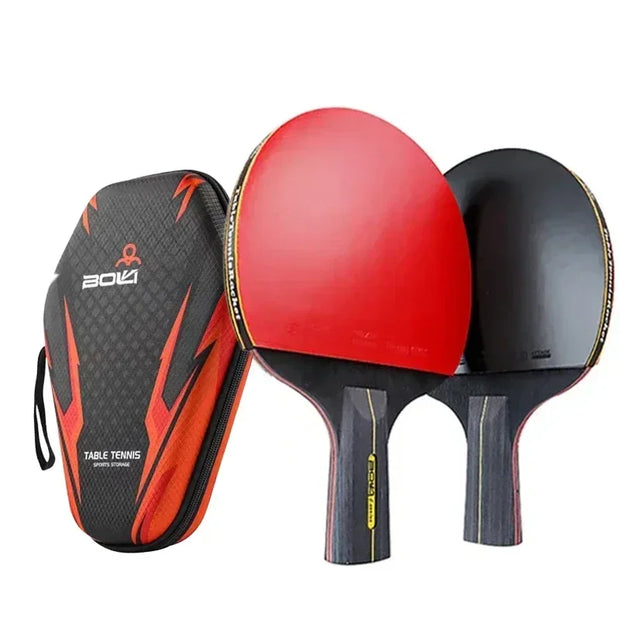 6 Star Table Tennis Racket 2PCS Professional Ping Pong Racket Set Pimples-in Rubber Hight Quality Blade Bat Paddle with Bag